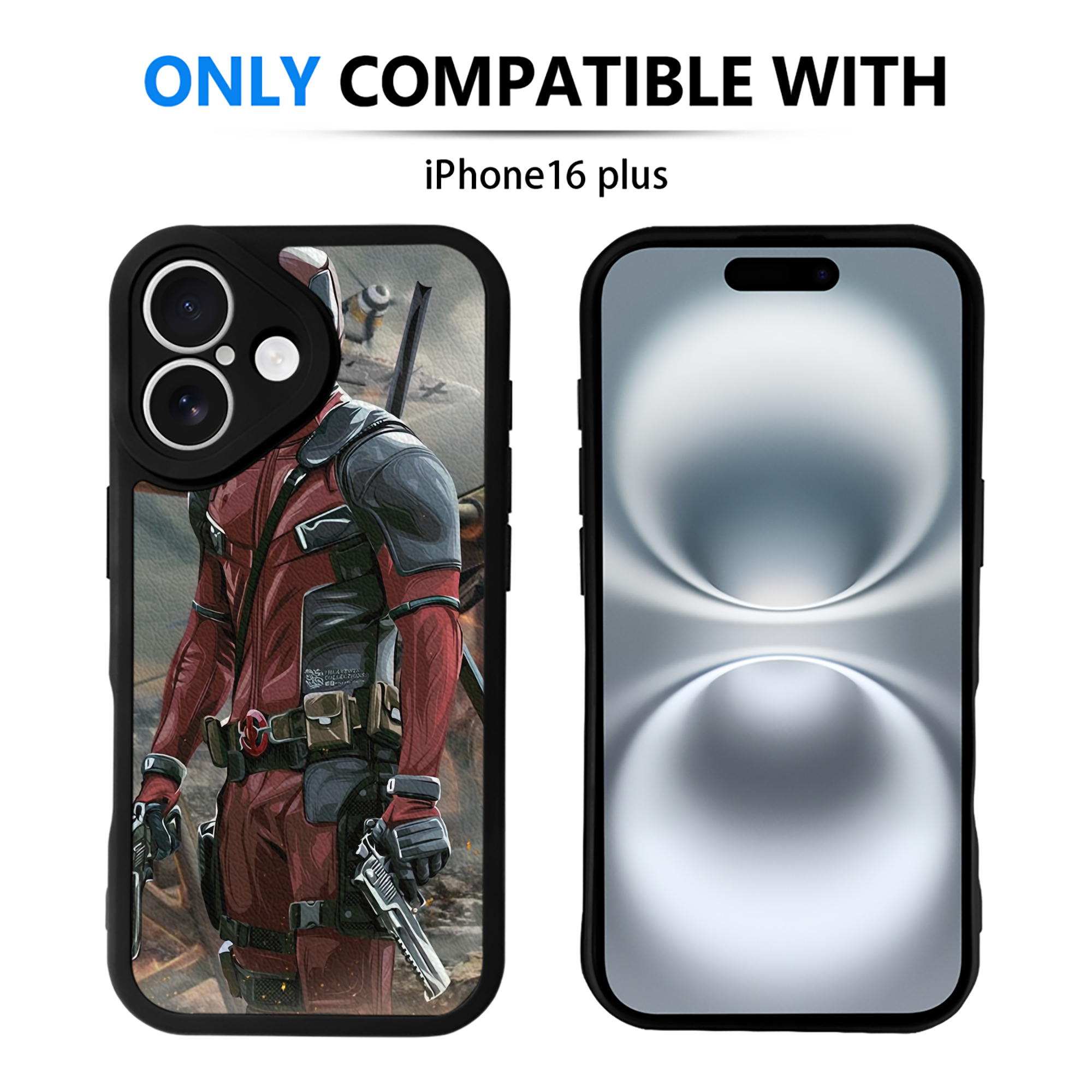 （画像用） Deadpool デッドプール 【iPhone 16シリーズ対応】シリコンスマホケース（レザー調） 材質：シリコン
